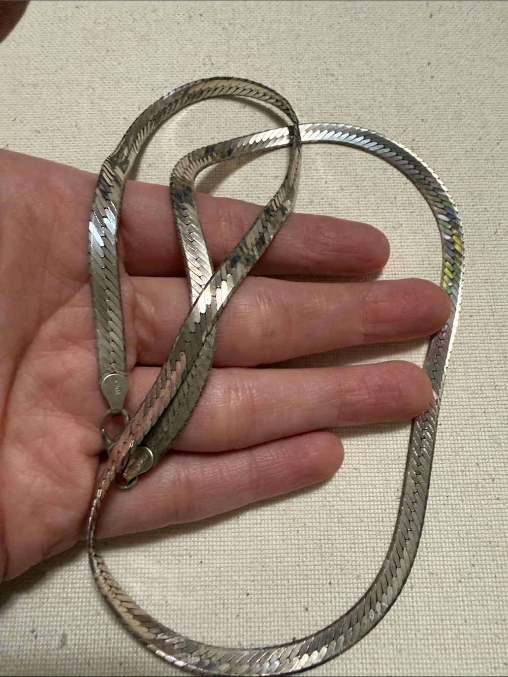 Stunning Sterling Silver 925 Herringbone Necklace 24’ in long